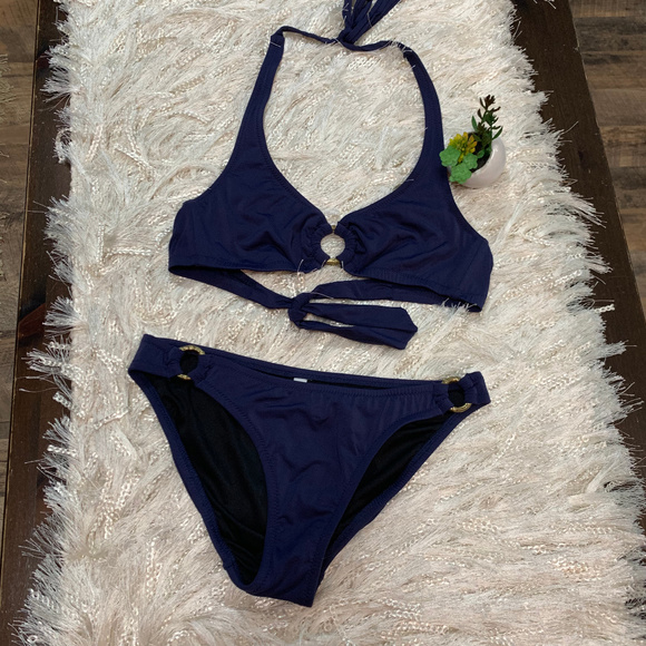 navy blue 2 piece swimsuit